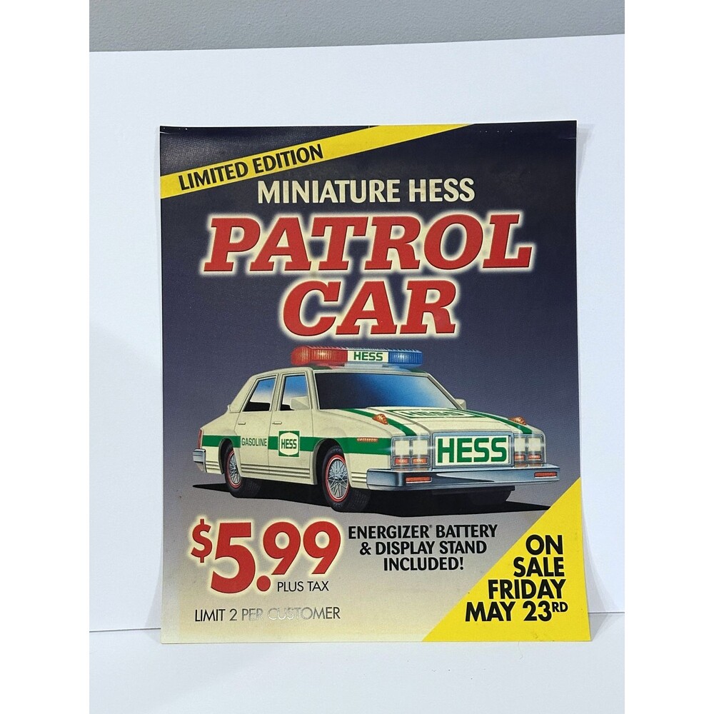 Hess Patrol Car Store Display Sign Poster Sign14.5" x 18"
